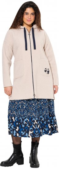Ulla Popken Oversized Teddy Plush Heart Detail Jacket Pebble Grey - Jaquetas - 