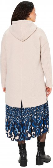 Ulla Popken Oversized Teddy Plush Heart Detail Jacket Pebble Grey - Jaquetas - 
