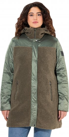 Ulla Popken Mixed Texture Fleece Quilted Jacket Olive - ROUPA PARA MULHER 40-66 - 