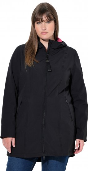 Ulla Popken Hyprar Soft Shell Water Repellent Hooded Jacket Black - Jaquetas - 
