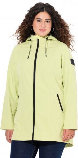 Ulla Popken Hyprar Soft Shell Water Repellent Hooded Jacket Lime Green - Jaquetas - 