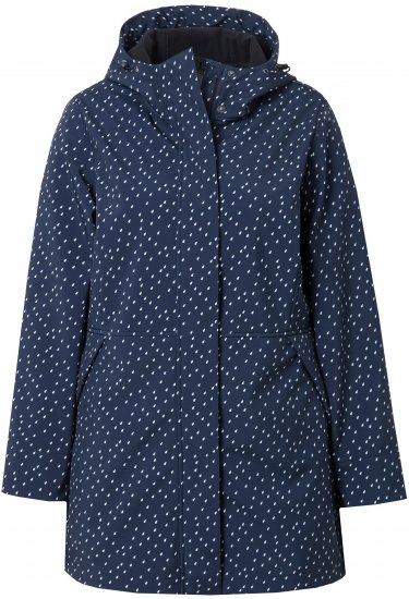 Ulla Popken Raindrop Print Longline Waterproof Jacket Navy - Jaquetas - 