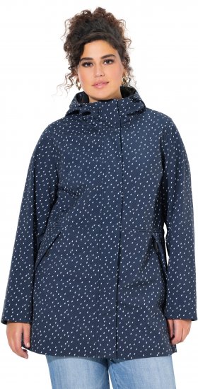 Ulla Popken Raindrop Print Longline Waterproof Jacket Navy - Jaquetas - 