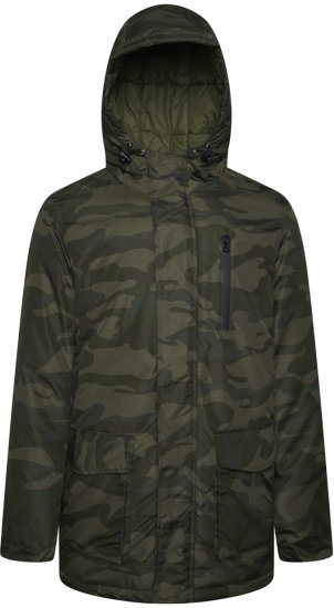 Kam Jeans KV143 Camo Print Hooded Coat Khaki - Casacos - Casacos Homem Tamanhos Grandes