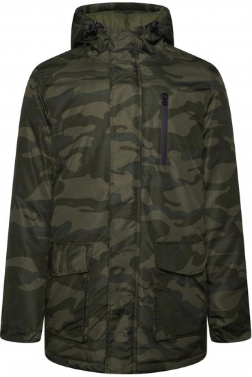 Kam Jeans KV143 Camo Print Hooded Coat Khaki - Casacos - Casacos Homem Tamanhos Grandes