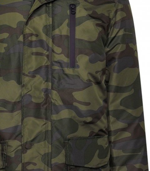 Kam Jeans KV143 Camo Print Hooded Coat Khaki - Casacos - Casacos Homem Tamanhos Grandes