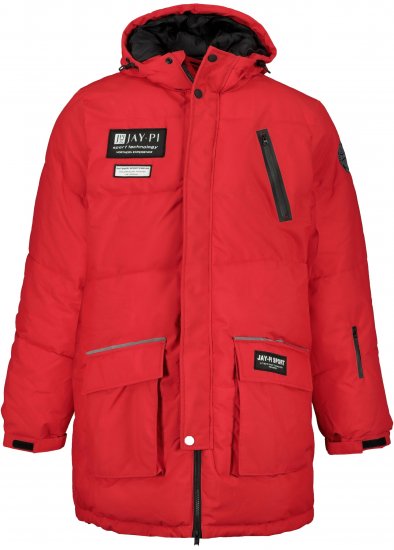 JAY-PI Warm Quilted Parka Dual Function Windproof and Water Repellent Red - Casacos - Casacos Homem Tamanhos Grandes