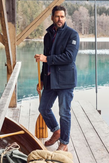 JP1880 Jacket Water-repellent Herringbone Insert Navy - Casacos - Casacos Homem Tamanhos Grandes