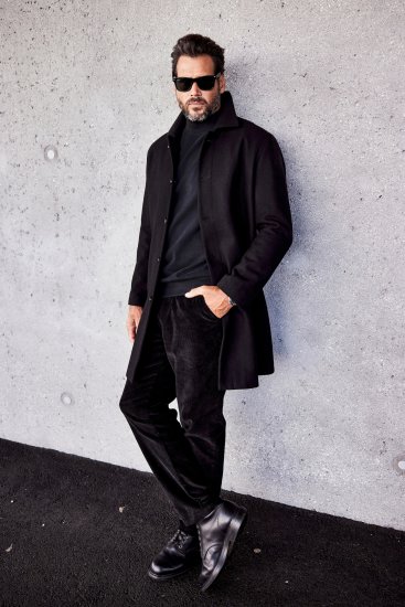 JP1880 Coat Wool Blend Water Repellent Black - Casacos - Casacos Homem Tamanhos Grandes