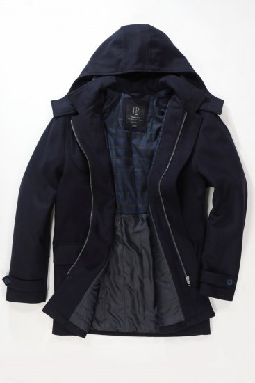 JP1880 Duffle Coat Water Repellent with Detachable Hood Navy - Casacos - Casacos Homem Tamanhos Grandes