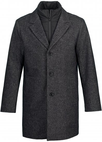 JP1880 Coat Wool Blend Quilted Insert Black - Casacos - Casacos Homem Tamanhos Grandes