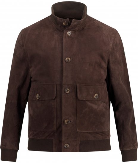 JP1880 Leather Jacket Goat Suede Espresso Brown - Casacos - Casacos Homem Tamanhos Grandes