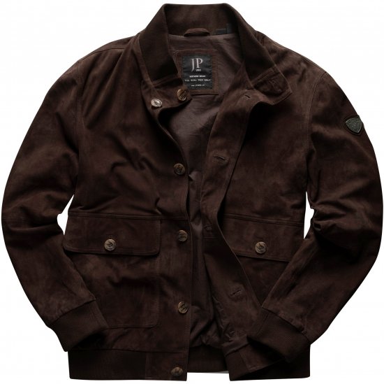 JP1880 Leather Jacket Goat Suede Espresso Brown - Casacos - Casacos Homem Tamanhos Grandes