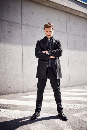 JP1880 Coat Wool Blend Quilted Black - Casacos - Casacos Homem Tamanhos Grandes