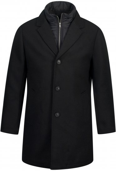 JP1880 Coat Wool Blend Quilted Black - Casacos - Casacos Homem Tamanhos Grandes