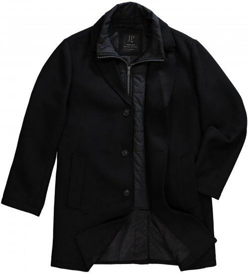 JP1880 Coat Wool Blend Quilted Black - Casacos - Casacos Homem Tamanhos Grandes