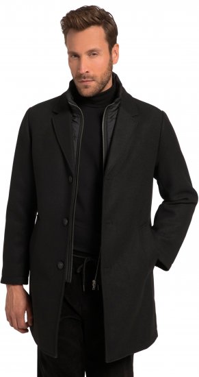 JP1880 Coat Wool Blend Quilted Black - Casacos - Casacos Homem Tamanhos Grandes