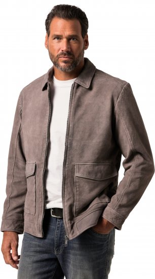 JP1880 Leather Jacket Lamskin Suede Grey - Casacos - Casacos Homem Tamanhos Grandes