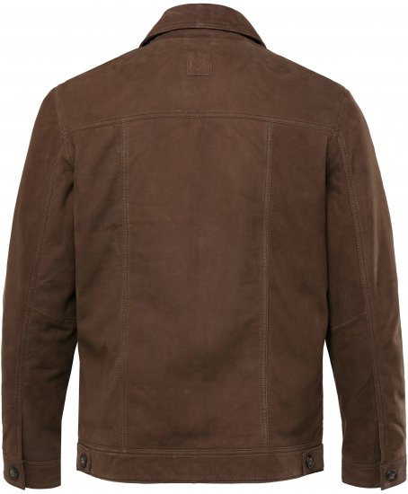 JP1880 Leather Jacket Nubuck Shirt Collar Brown - Casacos - Casacos Homem Tamanhos Grandes