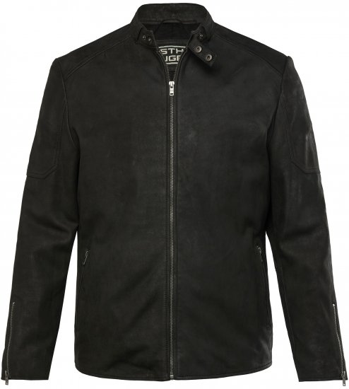 STHUGE Leather Biker Jacket Lamb Nappa Leather Black - Casacos - Casacos Homem Tamanhos Grandes