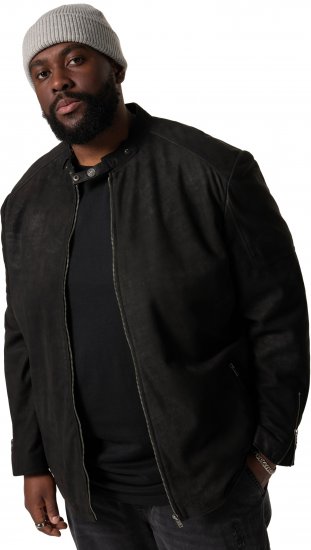 STHUGE Leather Biker Jacket Lamb Nappa Leather Black - Casacos - Casacos Homem Tamanhos Grandes