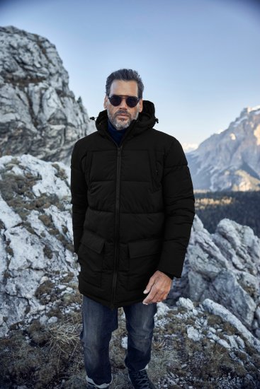 JP1880 Quilted Parka with Multiple Pockets Black - Casacos - Casacos Homem Tamanhos Grandes