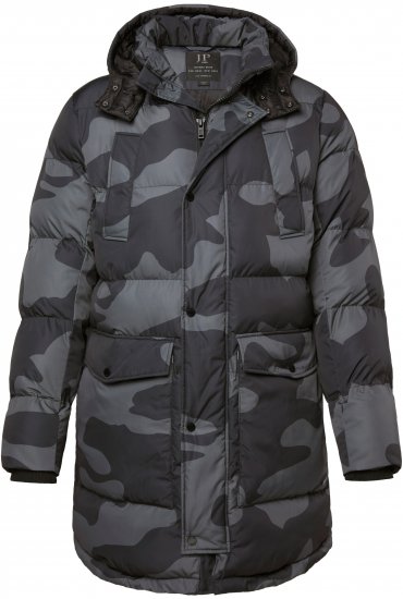 JP1880 Quilted Parka with Camouflage Drawstring Waist Black - Casacos - Casacos Homem Tamanhos Grandes