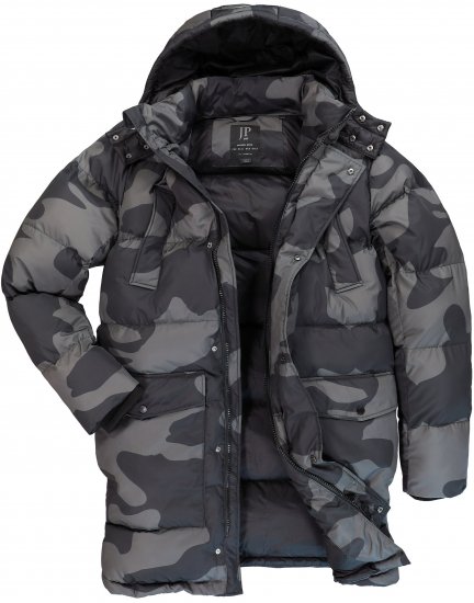 JP1880 Quilted Parka with Camouflage Drawstring Waist Black - Casacos - Casacos Homem Tamanhos Grandes