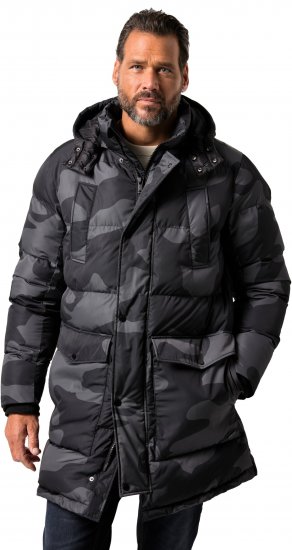 JP1880 Quilted Parka with Camouflage Drawstring Waist Black - Casacos - Casacos Homem Tamanhos Grandes