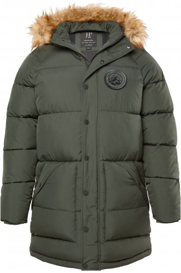 JP1880 Quilted Parka Lightweight and Warm with Faux Fur Hood Dark Green - Casacos - Casacos Homem Tamanhos Grandes