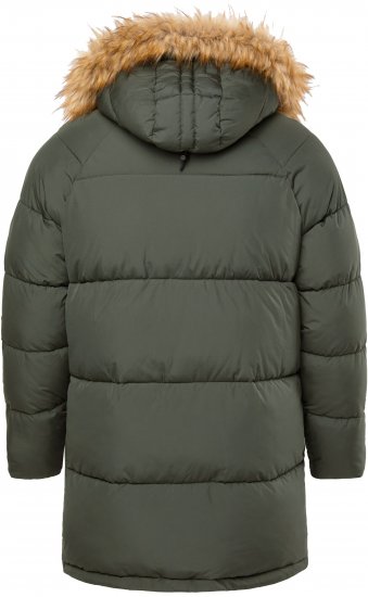 JP1880 Quilted Parka Lightweight and Warm with Faux Fur Hood Dark Green - Casacos - Casacos Homem Tamanhos Grandes