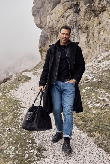 JP1880 Water-repellent Functional Coat with Wool Look Black - Casacos - Casacos Homem Tamanhos Grandes