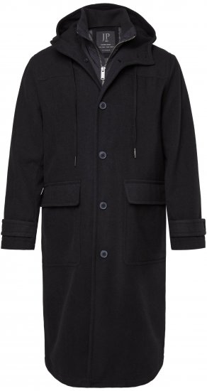 JP1880 Water-repellent Functional Coat with Wool Look Black - Casacos - Casacos Homem Tamanhos Grandes