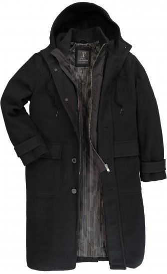 JP1880 Water-repellent Functional Coat with Wool Look Black - Casacos - Casacos Homem Tamanhos Grandes