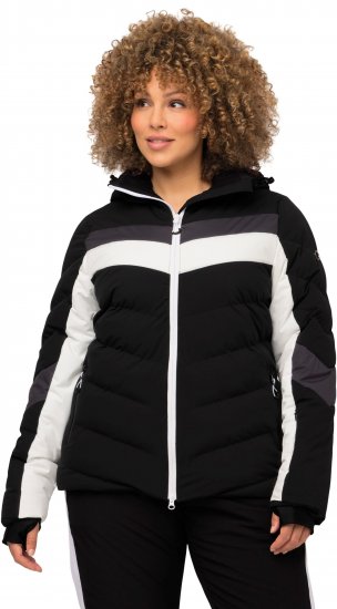 Ulla Popken HYPRAR Chevron Stripe Triple Function Quilted Fully Lined Ski Jacket Black - Jaquetas - 