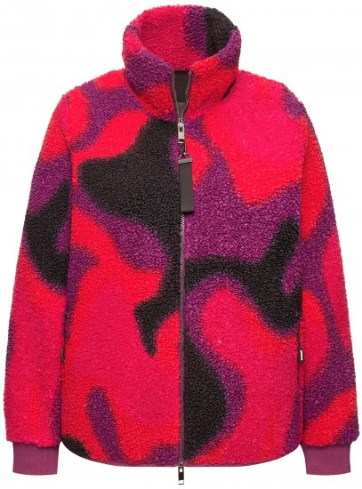 Ulla Popken Abstract Print Zip Fleece Jacket Pink Berry - Jaquetas - 