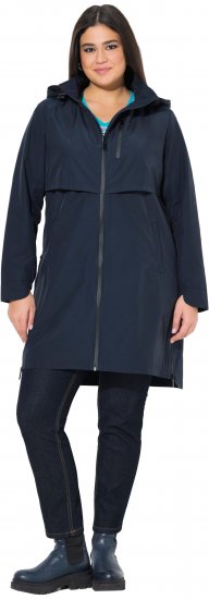 Ulla Popken Hooded with Zippered Pockets and Zippered Side Slits Jacket Navy - Jaquetas - 