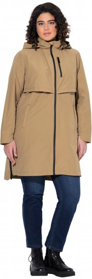 Ulla Popken Hooded with Zippered Pockets and Zippered Side Slits Jacket Mocha - Jaquetas - 