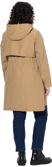 Ulla Popken Hooded with Zippered Pockets and Zippered Side Slits Jacket Mocha - Jaquetas - 