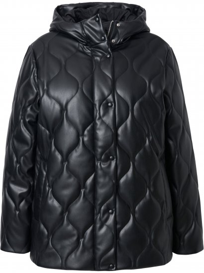 Ulla Popken Faux Leather Quilted Jacket Black - Jaquetas - 