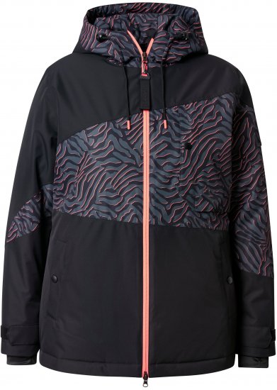 Ulla Popken Neon Ripple Performance Snow Jacket Black - Jaquetas - 