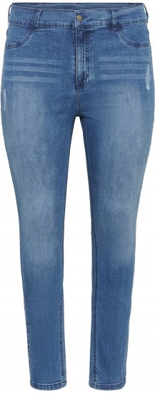 Kaffe Curve Laurina Jeans Washed/Destroyed Blue Denim - Jeans & Calças Femininas em Tamanhos Grandes – Plus Size - 