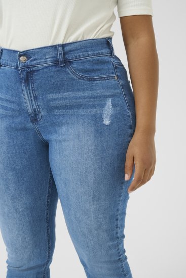Kaffe Curve Laurina Jeans Washed/Destroyed Blue Denim - Jeans & Calças Femininas em Tamanhos Grandes – Plus Size - 