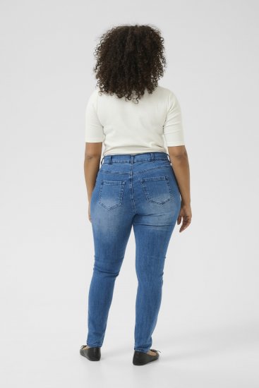 Kaffe Curve Laurina Jeans Washed/Destroyed Blue Denim - Jeans & Calças Femininas em Tamanhos Grandes – Plus Size - 