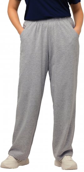 Ulla Popken Pull On Knit Straight Leg Pocket Pants Light Grey Melange - Jeans & Calças Femininas em Tamanhos Grandes – Plus Size - 