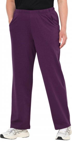 Ulla Popken Pull On Knit Straight Leg Pocket Pants Dark Blackberry - Jeans & Calças Femininas em Tamanhos Grandes – Plus Size - 