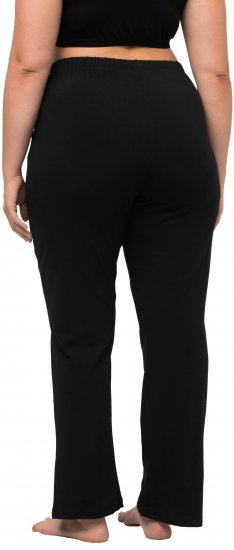 Ulla Popken Bootcut Elastic Waist Cotton French Terry Sport Pants Black - Jeans & Calças Femininas em Tamanhos Grandes – Plus Size - 