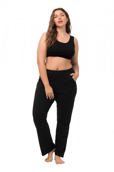 Ulla Popken Bootcut Elastic Waist Cotton French Terry Sport Pants Black - Ulla Popken - Roupa Plus-Size Ulla Popken