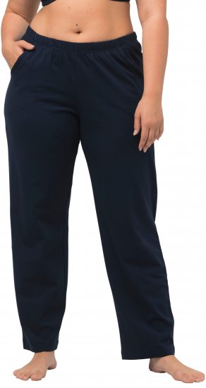 Ulla Popken Bootcut Elastic Waist Cotton French Terry Sport Pants Night Blue - Jeans & Calças Femininas em Tamanhos Grandes – Plus Size - 