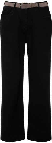Ulla Popken Mary Fit Wide Leg Stretch Jeans Black - Jeans & Calças Femininas em Tamanhos Grandes – Plus Size - 